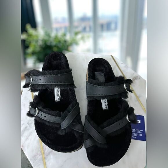 Birkenstock Mayari Shearling Oiled Leather Sandals Size 38 - Picture 6 of 16